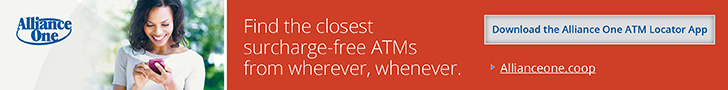 Find the closest Surcharge free ATMs from wherever, whenever.  Download the Allliance One ATM Locator App  www.allianceone.coop 