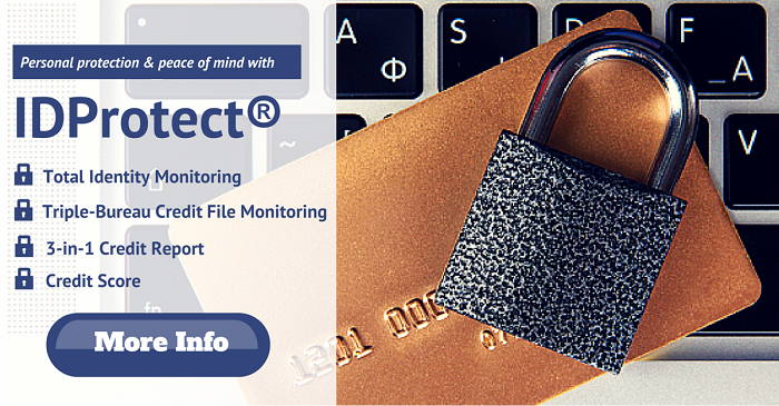 IDProtect Total Identify Monitoring Triple  Bureau Credit File Monitoring 3-in 1 Credit Report Credit Score More Info